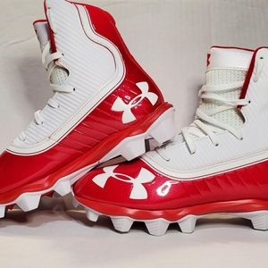 Size 4.5Y Red and White youth Football cleats